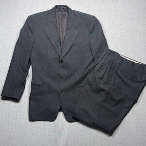 VTG Trussini Suit Set Linea Nuova Wool Blend Gray Pinstripe Two Piece Mens 52 6L